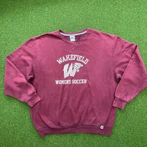 Vintage Russell Athletic Maroon Wakefield Womens Soccer Pullover Sweatshirt XL